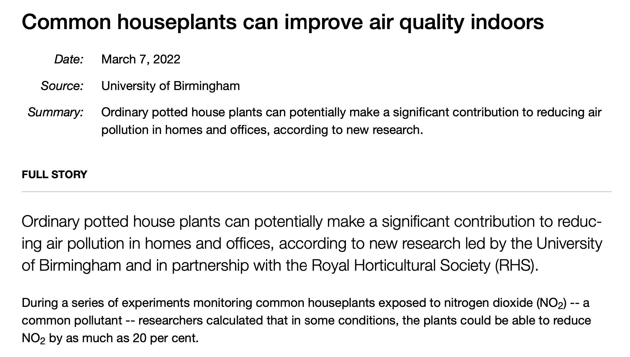 indoor plants air quality oxygen