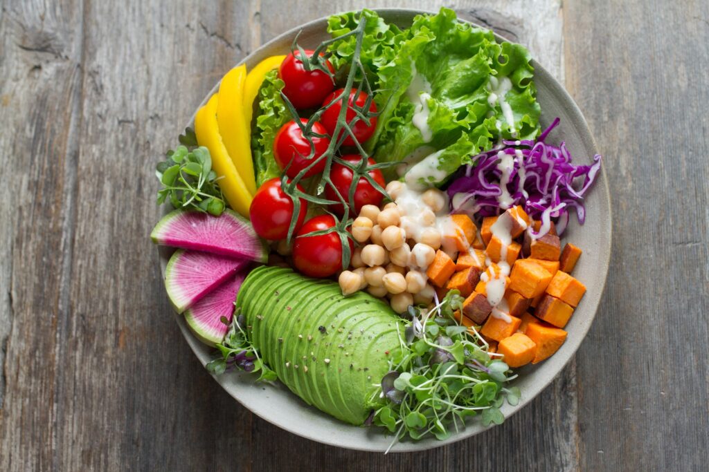 Rainbow plate for better gut health.