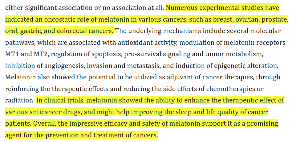 Role of melatonin in cancer prevention